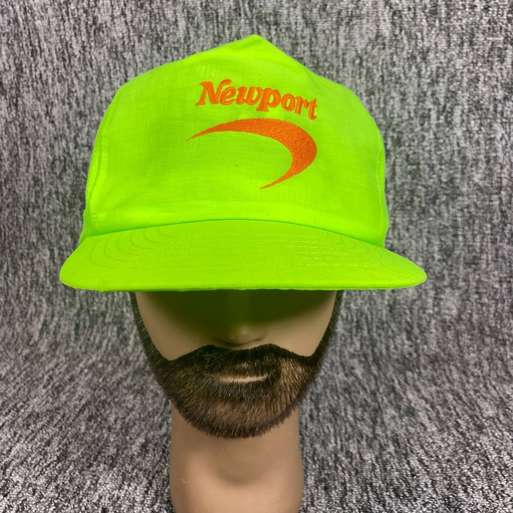 Vintage Newport Cigarettes Hat Neon Green Nylon Snapback 90s Tobacco Promo Cap